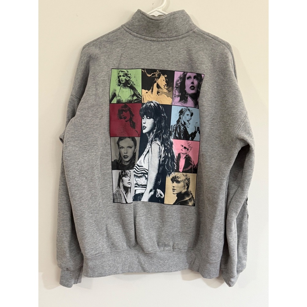Taylor Swift The Eras Tour Quarter Zip Gray Sweatshirt Eras Grid Graphic Small
